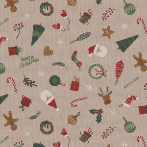 Tissu aspect lin noel biscuit