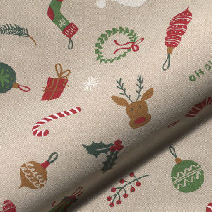 Tissu aspect lin noel biscuit